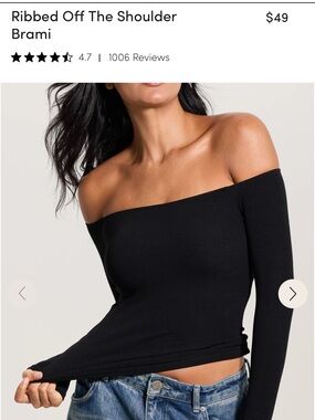 Klassy Ribbed Off-The-Shoulder Black Brami Top